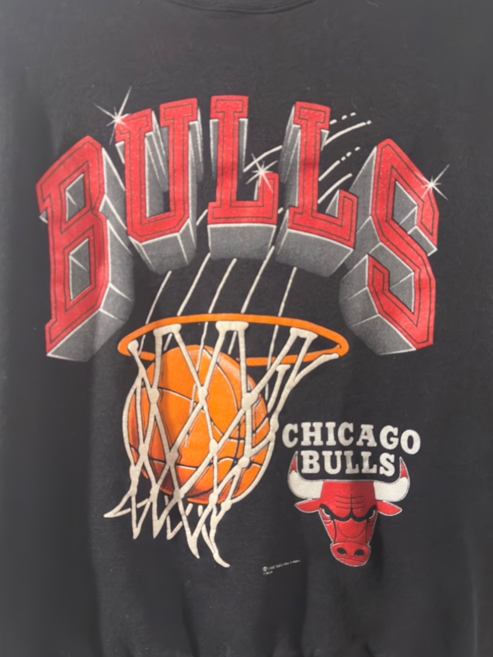 Vintage 90s Black NBA Chicago Bulls Graphic Crewneck Sweatshirt Size Large - Picture 3 of 6